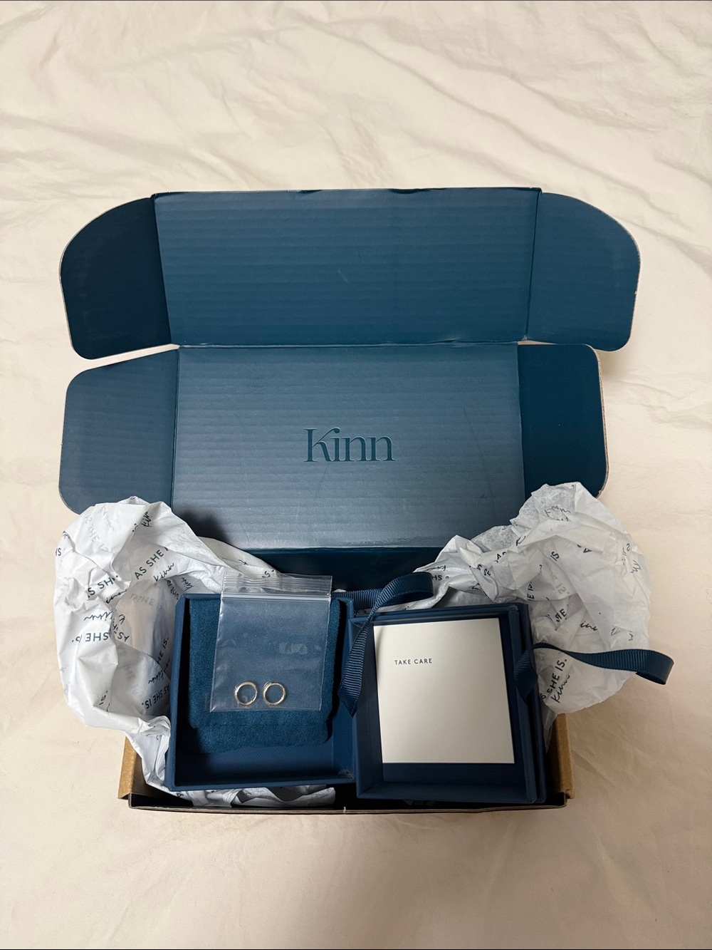 NWT / NEW in Box Kinn 14k Gold Petite Huggie Earrings